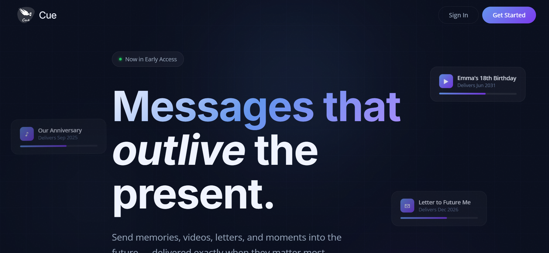 Screenshot of Cue App