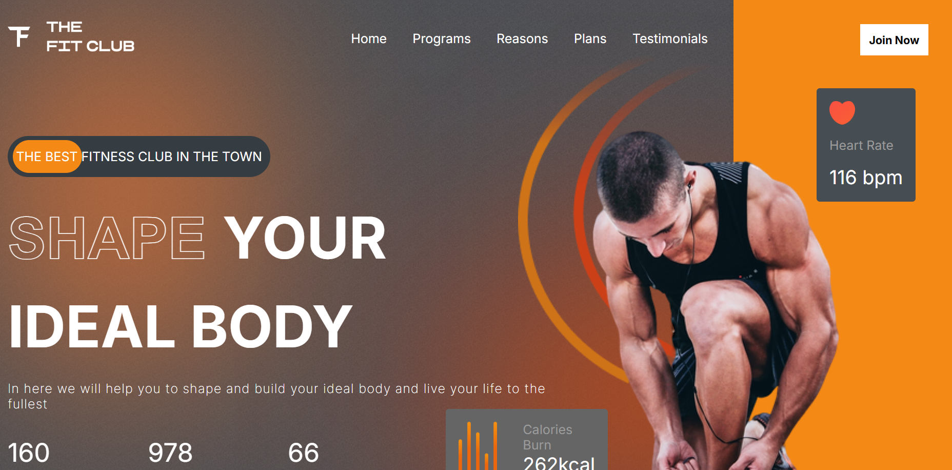 screenshot of Fitclub website